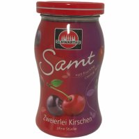 Schwartau Samt zweierlei Kirschen Fruchtaufstrich ohne Stücke (270g Glas)
