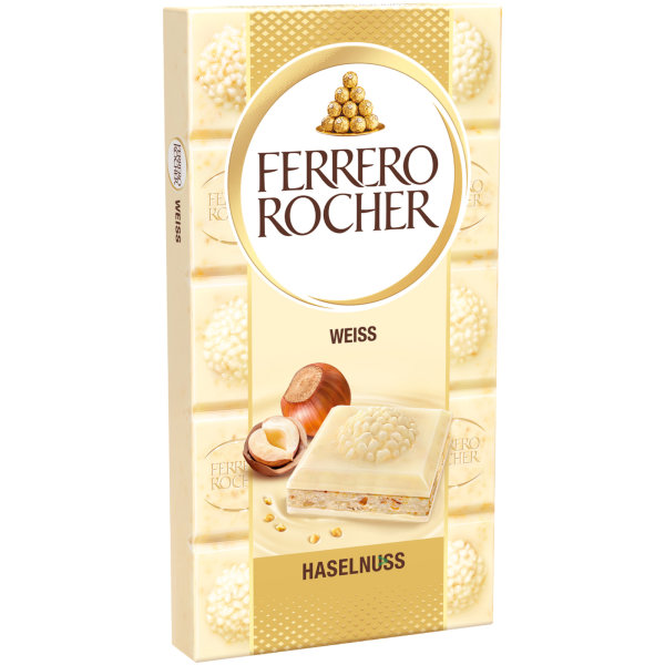 Ferrero Schokolade Rocher Haselnuss Weiss 3er Pack (3x90g Tafel) + usy Block