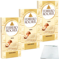 Ferrero Schokolade Rocher Haselnuss Weiss 3er Pack (3x90g Tafel) + usy Block