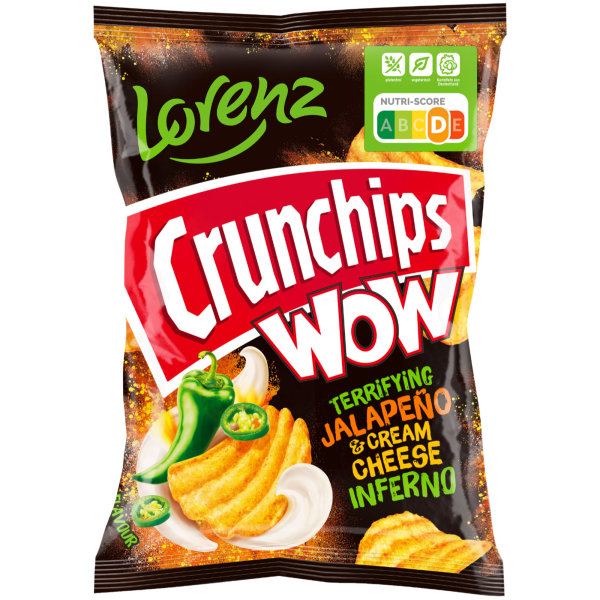 Lorenz Crunchips WOW Jalapeno & Sour Cream geriffelte Kartoffelchips (110g Beutel)