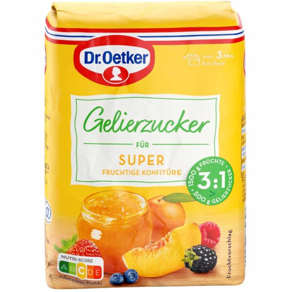 Dr. Oetker Gelierzucker 3:1 für Super fruchtige Konfitüre (500g Packung)
