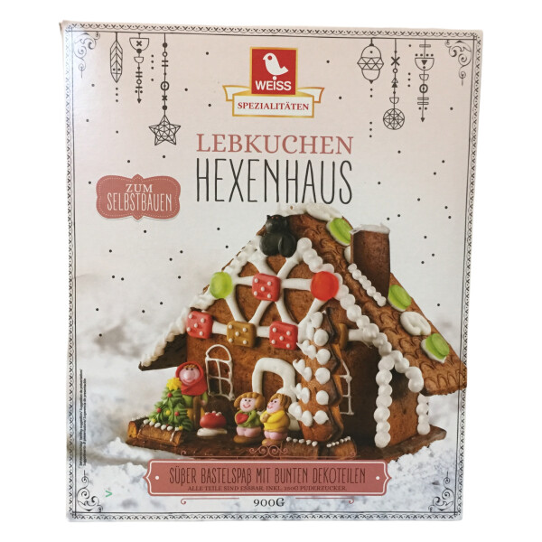 Lambertz Weiss Hexenhaus Lebkuchenhaus zum Selbstbauen (900g Packung)