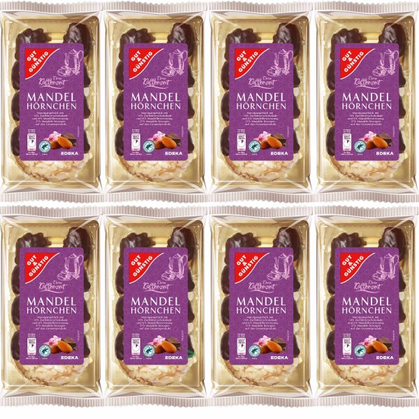 Gut&Günstig Mandelhörnchen edles Marzipangebäck veredelt mit 14 % Zartbitterschokolade VPE (8x175g Packung)
