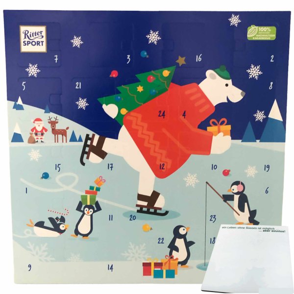 Ritter Sport Adventskalender Quadrat (347g Packung) + usy Block