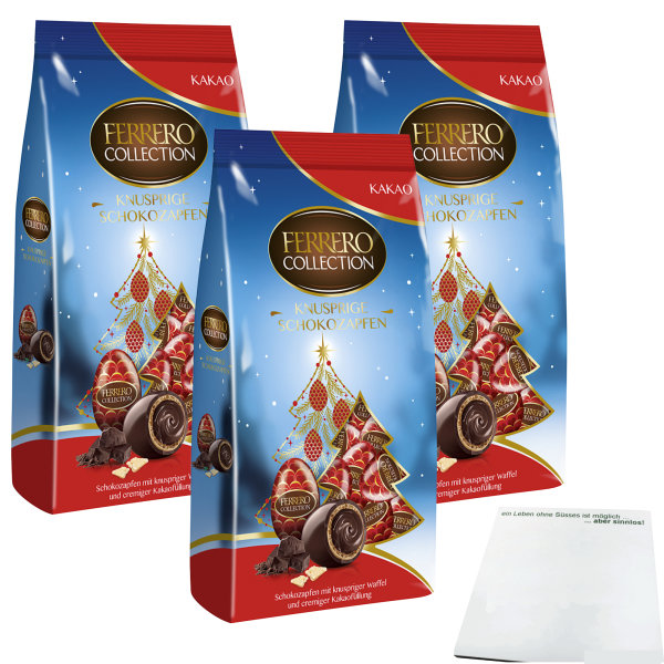 Ferrero Collection Knusprige Schokozapfen Kakao 3er Pack (3x100g Beutel) + usy Block