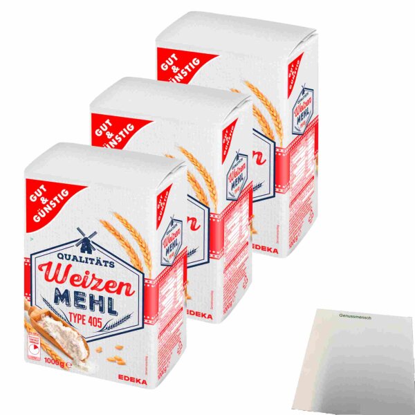 Gut & Günstig Weizenmehl Type 405 3er Pack (1kg Packung) + usy Block