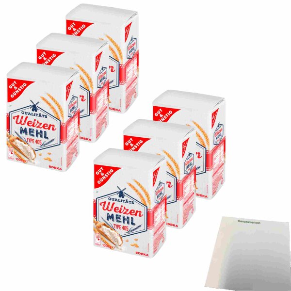 Gut & Günstig Weizenmehl Type 405 6er Pack (6x1kg Packung) + usy Block
