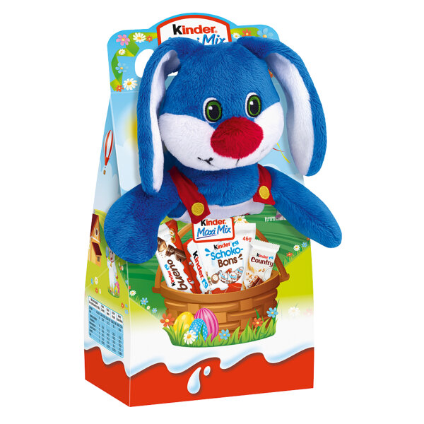kinder Maxi Mix Plüschtier Harry Hase Ostern (133g Packung) + usy Block