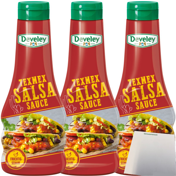 Develey Texmex Salsa Sauce 3er Pack (3x250ml Flasche) + usy Block