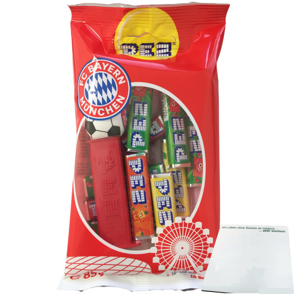 FC Bayern München PEZ-Spender inkl. Nachfüllungen (85g Packung) + usy Block