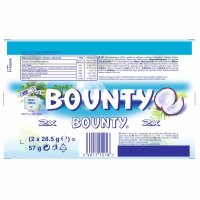 Bounty Einzelriegel Gefüllte Milchschokolade mit saftigem weissem Kokosmark (57g Riegel)