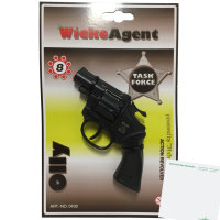 Olly 8-Schuss Revolver Agent 127mm mit Wicke EURO Caps Munition + usy Block