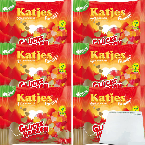 Katjes Family Glücksherzen 6er Pack (6x275g Packung) + usy Block