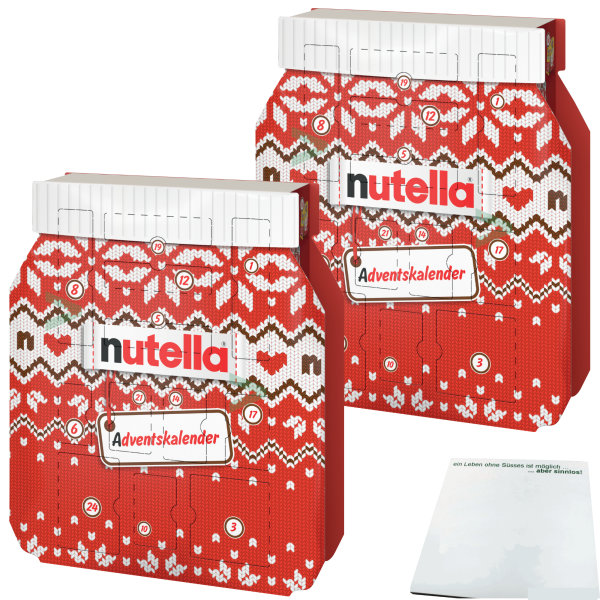 Ferrero Nutella Adventskalender 2er Pack (2x528g Packung) + usy Block