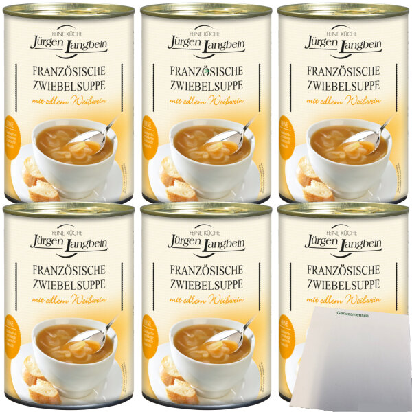 Jürgen Langbein Französische Zwiebelsuppe mit edlem Weißwein 6er Pack (6x400ml Dose) + usy Block