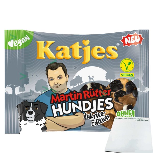 Katjes Hundjes Martin Rütter vegane Lakritz (175g Packung) + usy Block