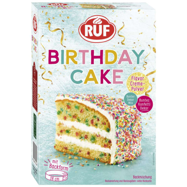 Ruf Birthday Cake Backmischung für Geburtstagskuchen (425g Packung)