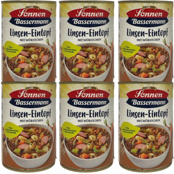 Sonnen Bassermann Linseneintopf mit Würstchen VPE (6x400g Dose)