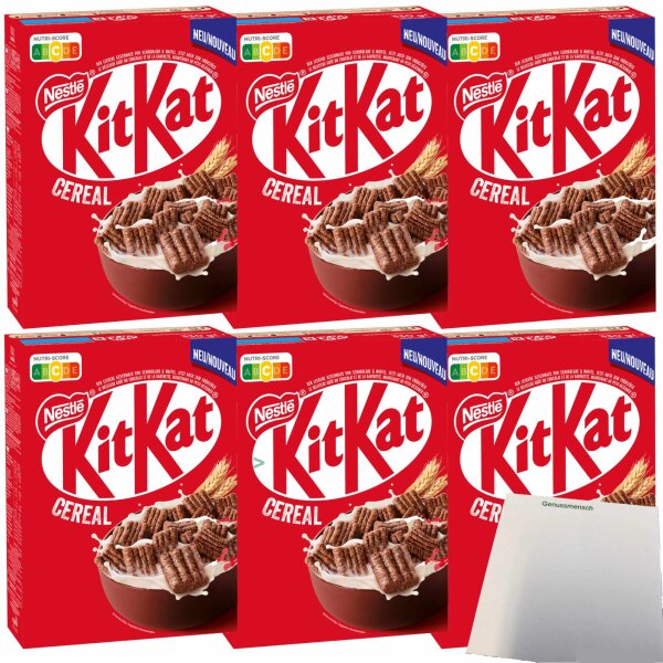 KITKAT Cereal Cerealien Frühstückcerealien aus Vollkornweizen mit der typischen KITKAT-Waffel 6er Pack (6x330g Packung) + usy Block