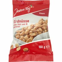 Jeden Tag Erdnüsse Pikant Gewürzt 12er Pack (12x150g Packung) + usy Block