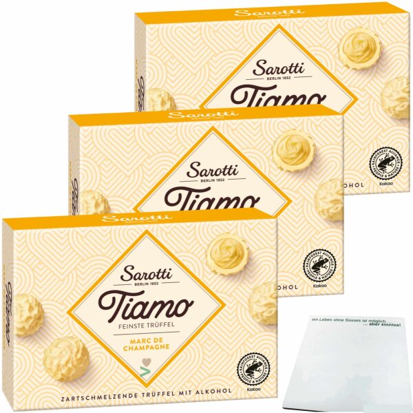 Sarotti Tiamo Marc de Champagne Feinste helle Trüffel 3er Pack (3x125g Packung) + usy Block