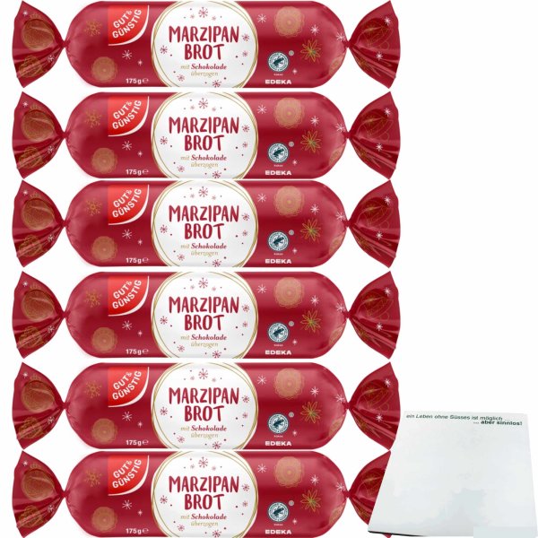 Gut & Günstig Marzipan Brot mit Schokolade überzogen 6er Pack (6x175g Packung) + usy Block