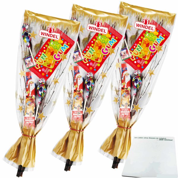 Windel Goldrute mit Schokolade und Süßwaren Rute 3er Pack (3x90g) + usy Block