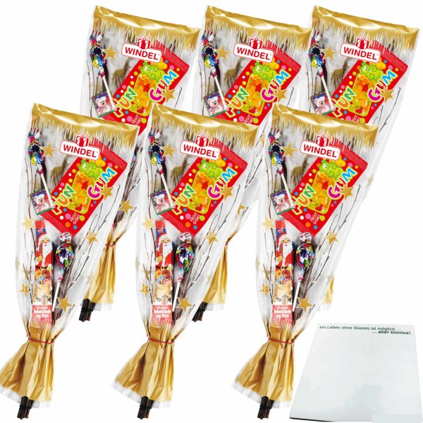 Windel Goldrute mit Schokolade und Süßwaren Rute 6er Pack (6x90g) + usy Block