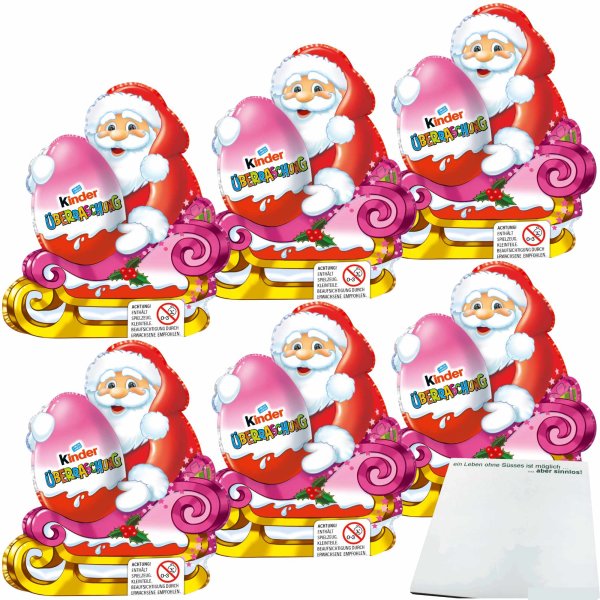 Kinder Überraschung Weihnachtsmann mit Ü-Ei Rosa 6er Pack (6x75g) + usy Block