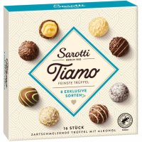 Sarotti Tiamo feinste Trüffel 8 exclusive Sorten mit Alkohol (200g Packung) + usy Block