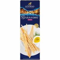 Leverno Grissini Torinesi Italienische Gebäckstangen extra dünn und knusprig 6er Pack (6x125g Packung) + usy Block