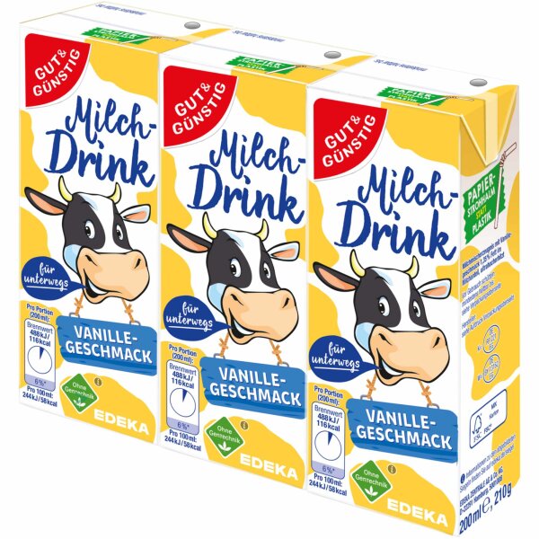 Edeka Milchdrink Vanille (3x200ml Packung)