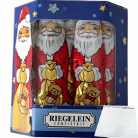 Riegelein Flache Weihnachtsmänner aus Vollmilch Schokolade (10Stk, 125g Packung) + usy Block