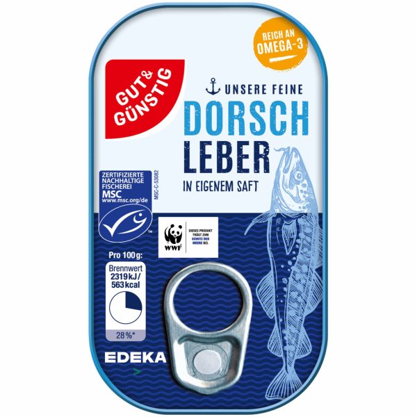Gut&Günstig Dorschleber reich an Omega-3-Fettsäuren (121g Dose)