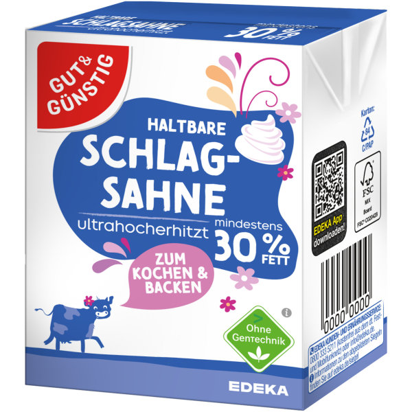 Gut&Günstig Haltbare Schlagsahne 30% Fett (200g Packung)