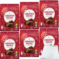 Gut&Günstig Lebkuchenherzen gefüllt Zartbitter mit 28% Aprikosenfruchtfüllung 6er Pack (6x300g Packung) + usy Block