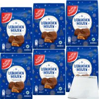 Gut&Günstig Lebkuchenherzen Vollmilch gefüllt mit 28 % Aprikosenfruchtfüllung 6er Pack (6x300g Packung) + usy Block