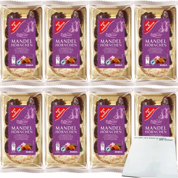 Gut&Günstig Mandelhörnchen edles Marzipangebäck veredelt mit 14 % Zartbitterschokolade VPE (8x175g Packung) + usy Block