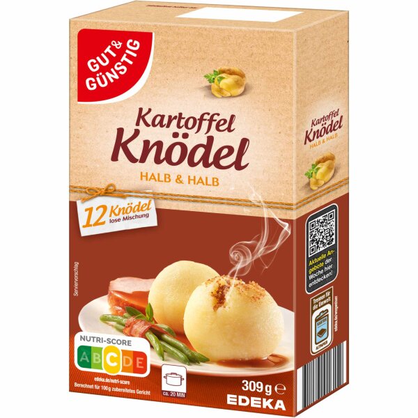 Gut&Günstig Kartoffelknödel Halb & Halb lose Mischung für 12 Knödel (309g Packung)