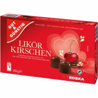 Gut&Günstig Likörkirschen mit Alkohol gefüllte Pralinen 3er Pack (3x250g Packung) + usy Block