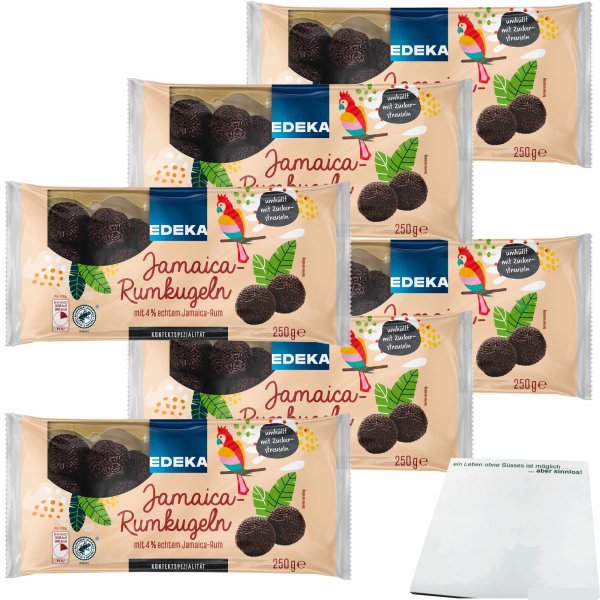 Edeka Jamaica-Rumkugeln mit 4 % echtem Jamaica-Rum ohne Einsatz von Aromen 6er Pack (6x250g Packung)  + usy Block