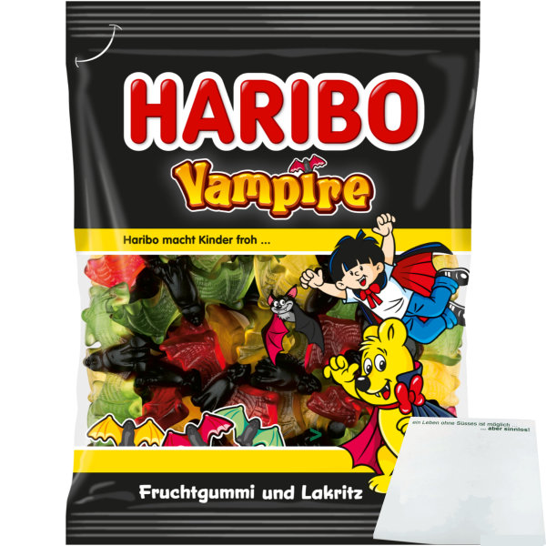 Haribo Vampire Fruchtgummi und Lakritz (175g Beutel) + usy Block