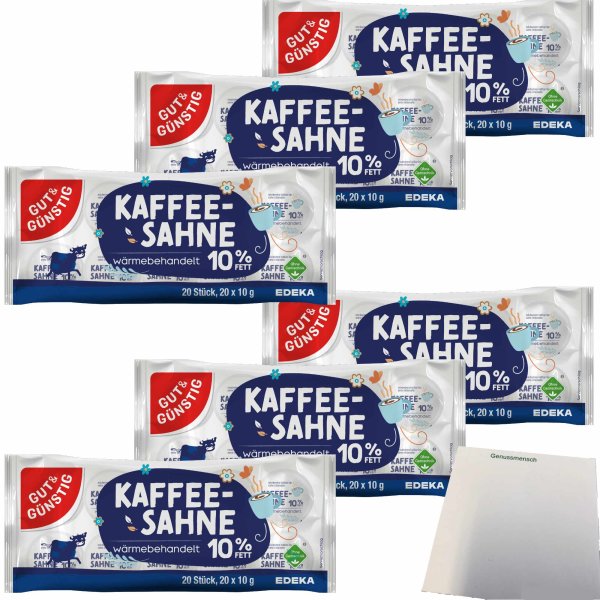 G&G Kaffeesahne 10% Fett ohne Gentechnik 6er Pack (120x10g Portionen) + usy Block