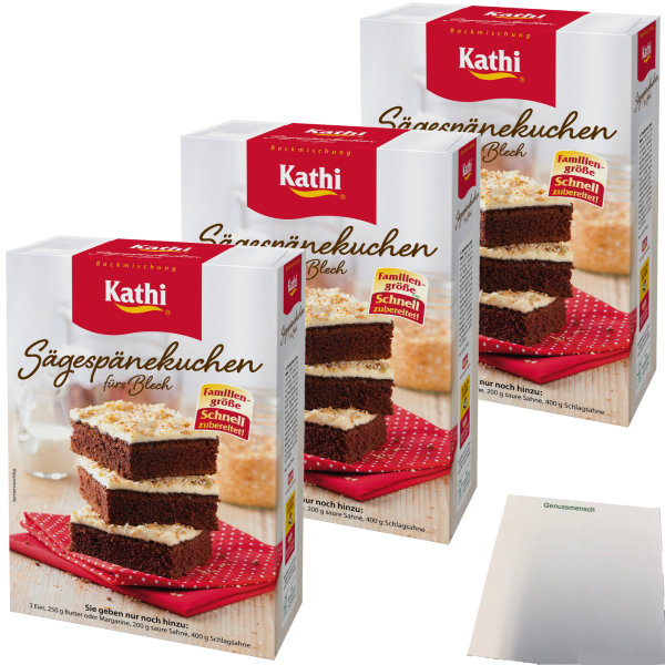 Kathi Backmischung Sägespänekuchen fürs Blech 3er Pack (3x680g Packung) + usy Block