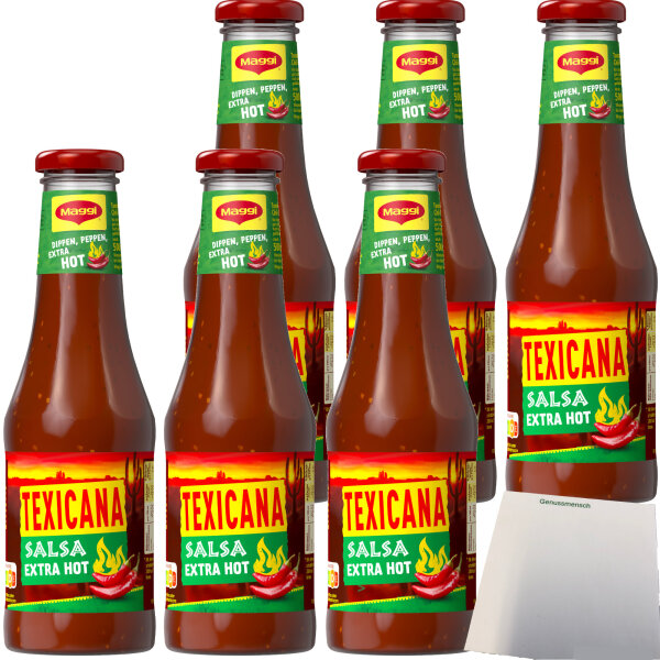 Maggi Texicana Salsa extra HOT Tomaten Chili sauce 6er Pack (6x500ml) + usy Block