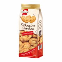 Schulte Schweinsöhrchen knusprig zart Blätterteiggebäck 3er Pack (3x250g Beutel) + usy Block