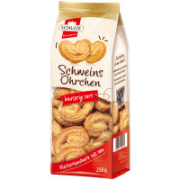 Schulte Schweinsöhrchen knusprig zart Blätterteiggebäck 6er Pack (6x250g Beutel) + usy Block