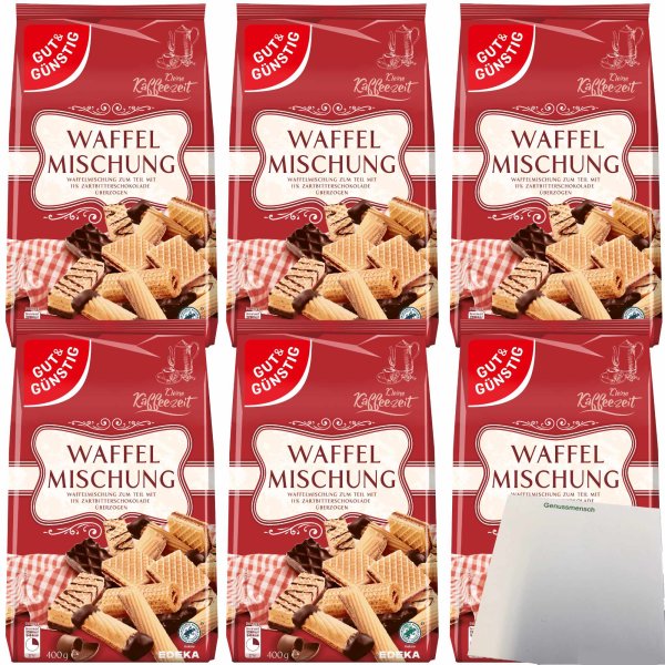 Gut&Günstig Waffelmischung Gebäck 6er Pack (6x400g Packung) + usy Block
