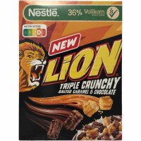 Lion Triple Crunchy salted Caramel & Chocolate Cereals in Churros Form 3er Pack (3x300g Packung) + usy Block