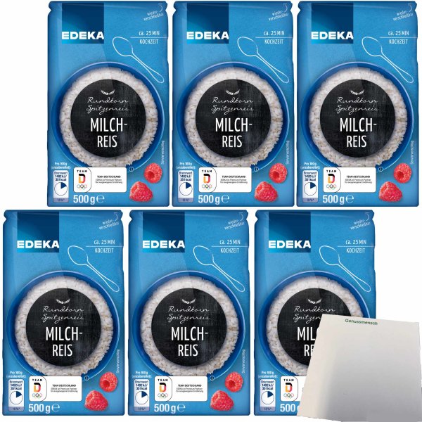 Edeka Rundkorn Milchreis Spitzenreis 6er Pack (6x500g Packung) + usy Block